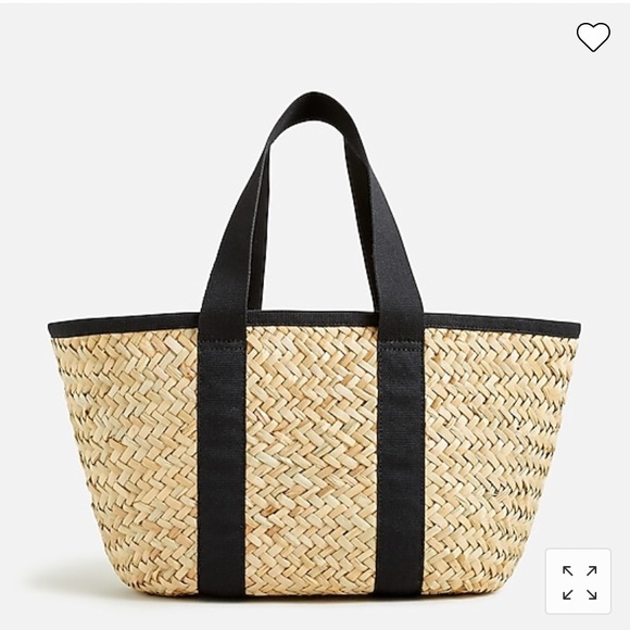 J. Crew Bags J Crew Medium Woven Straw Tote With Canvas Poshmark
